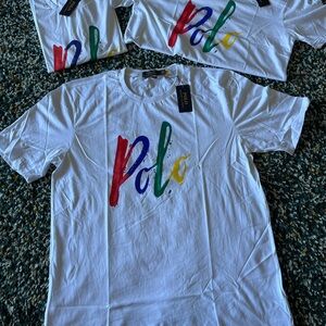 Ralph Lauren White Tee with Colorful Polo Graphic